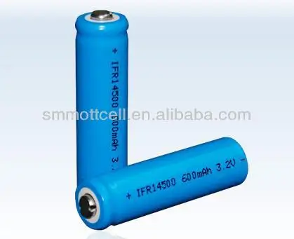 pequena bateria de íons de lítio IFR14500 3.2V 500mAh 0